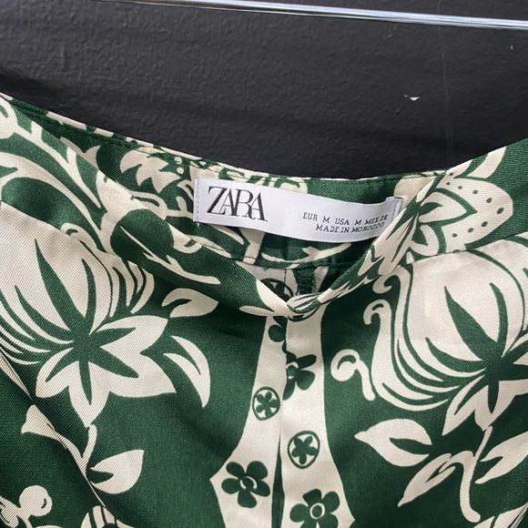 ZARA Green Floral Gem Button Long Sleeve Top And Ruffle Pants Sets - Picture 2 of 4